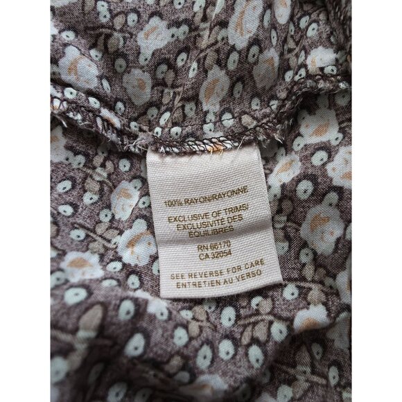 Free People Boho Brown Floral Midi Rayon Skirt With Geometric Accent Sz S - Picture 5 of 6